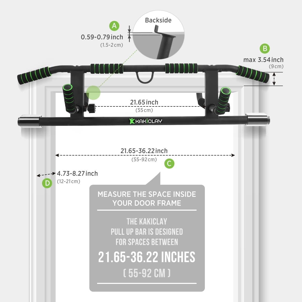 2025 Upgrade Multi-Grip Pull Up Bar 440 lbs (21.65″-36.22″) Carbon Steel +Hooks