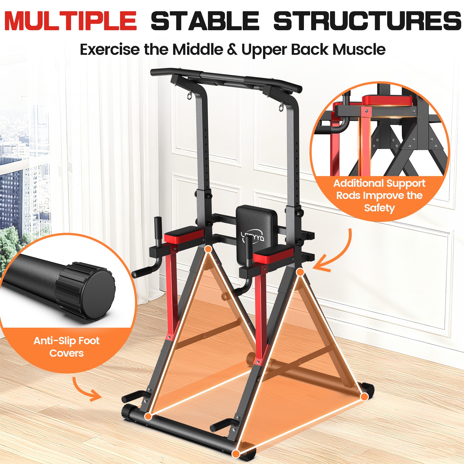 Power Tower Pull up Bar for Home Gym Multi-Function Pull up Bar Stand Dip Bar