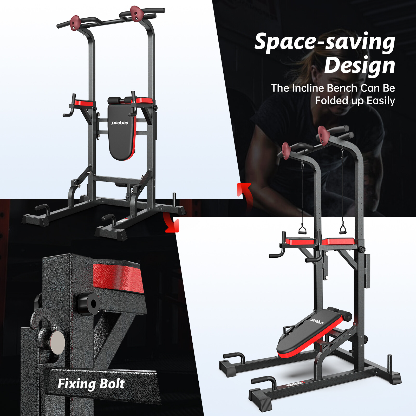 Power Tower Pull up Bar for Home Gym Multi-Function Pull up Bar Stand Dip Bar