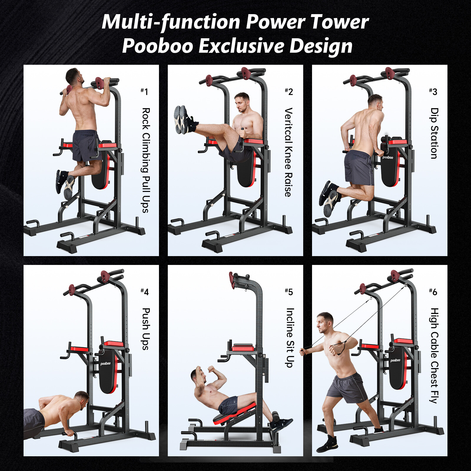 Power Tower Pull up Bar for Home Gym Multi-Function Pull up Bar Stand Dip Bar