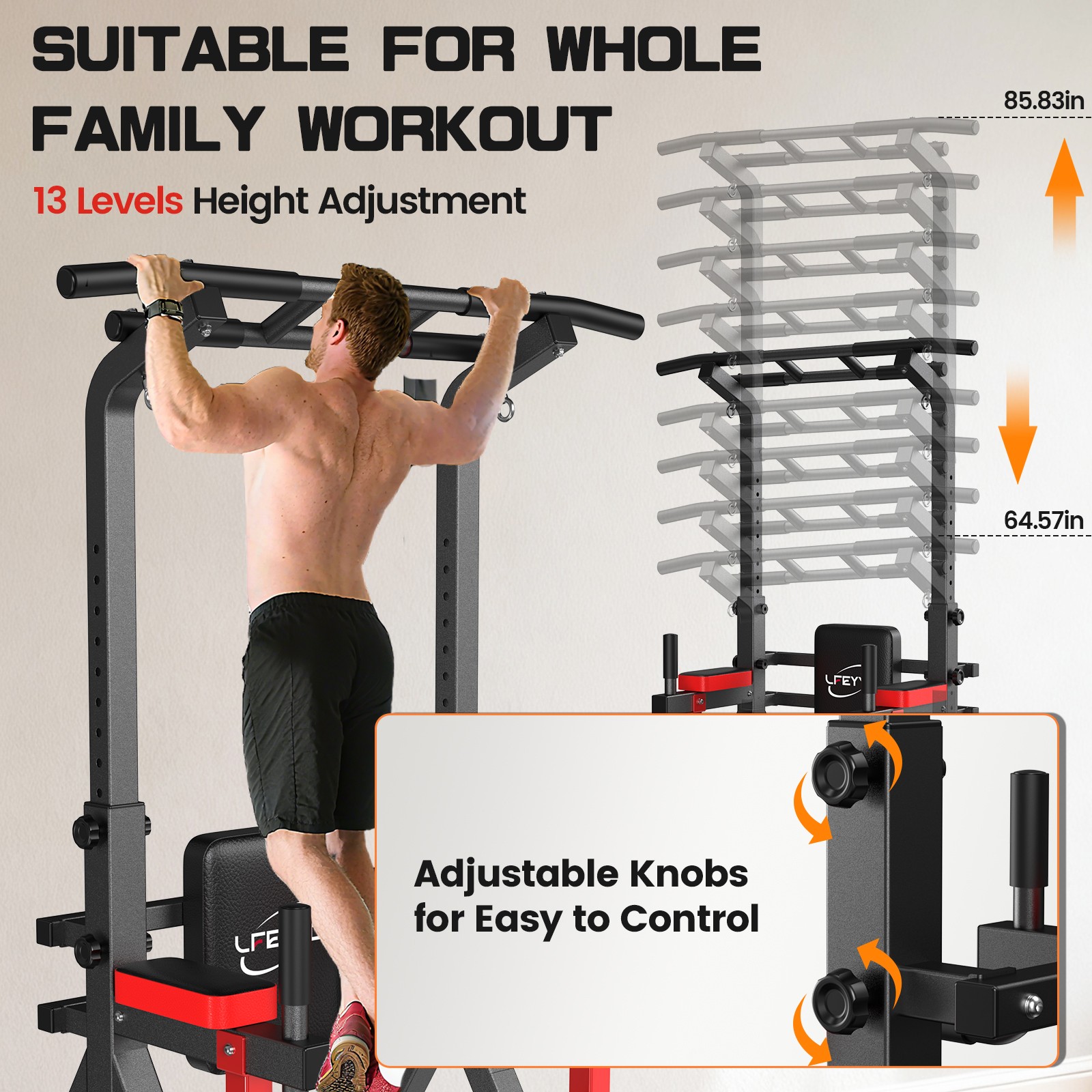 Power Tower Pull up Bar for Home Gym Multi-Function Pull up Bar Stand Dip Bar